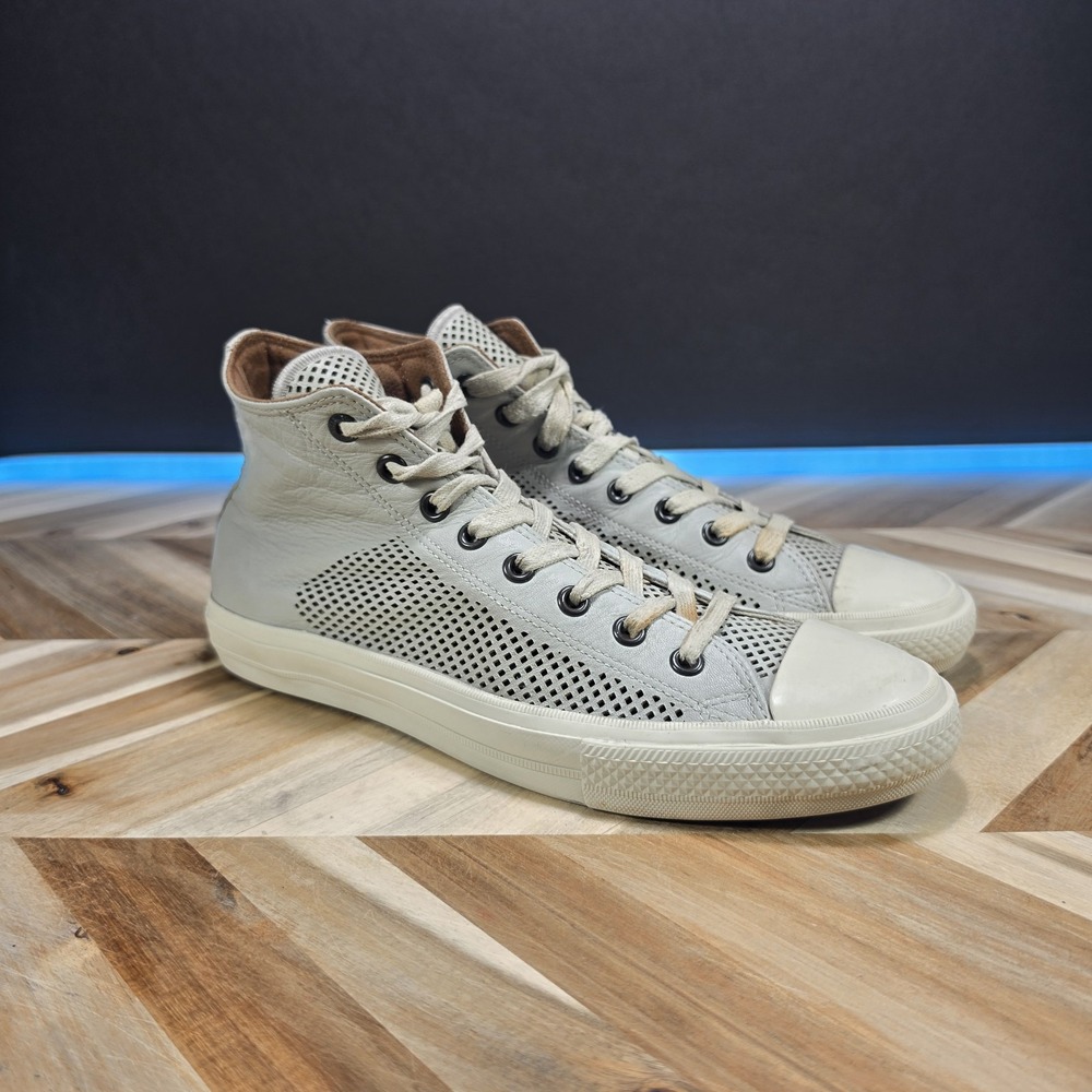 Converse x John Varvatos Men's 10.5 White Leather Mesh High Top Sneakers Rare